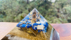 Medium Smoky Quartz/Lapis Triskelion Pyramid