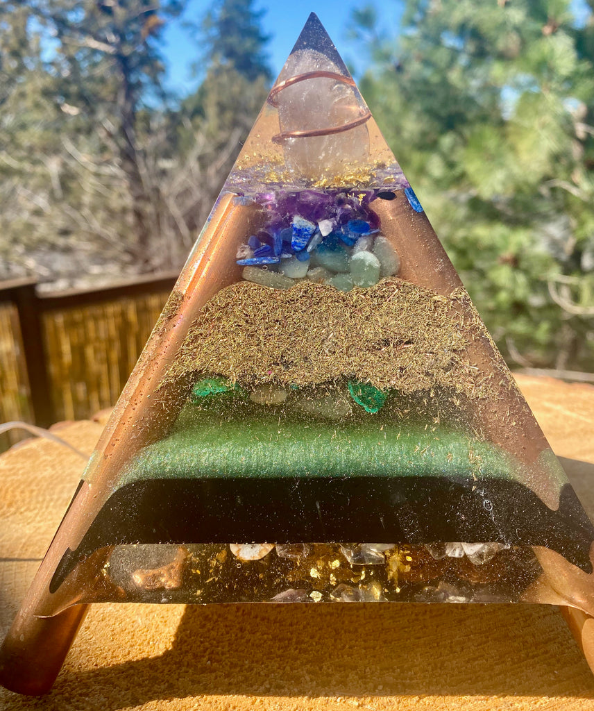 Upper Chakras XLarge Copper Pyramid with lighting