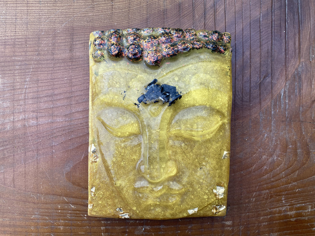 Fire Opal, Black Tourmaline and Gold Buddha - OrAgonite