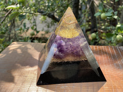 Large Amethyst Seed of Life Pyramid - OrAgonite