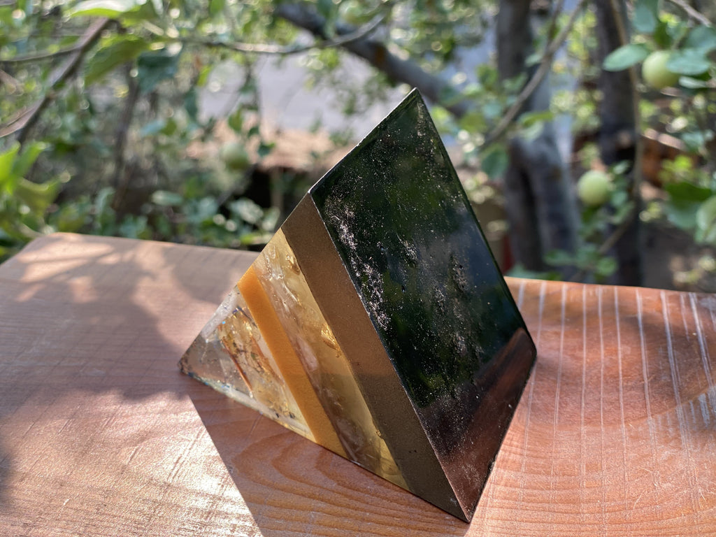 Large Gold Fire Opal Pyramid - OrAgonite
