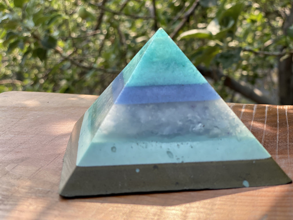 Medium Blue Calcite/Flourite Pyramid - OrAgonite