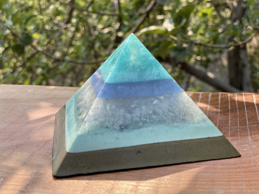 Medium Blue Calcite/Flourite Pyramid - OrAgonite